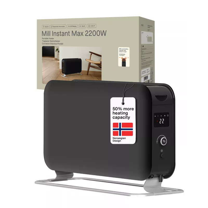 Aquecedor de convecção móvel Mill Instant Max LED, 2200 W, preto