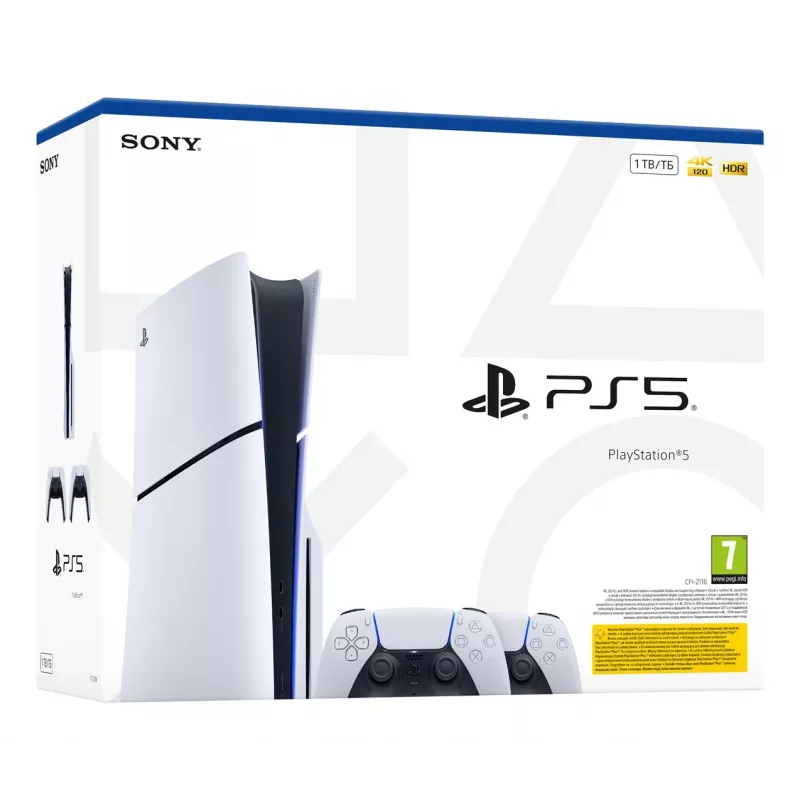 Consola Sony PlayStation 5 Slim Disc Edition 1TB - branco e preto