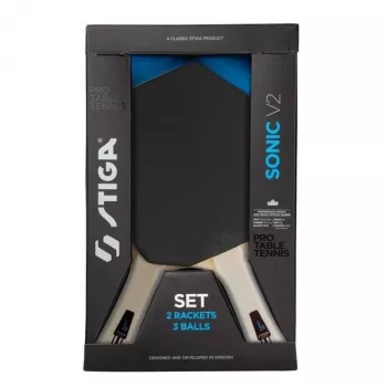 Conjunto de ténis de mesa STIGA Sonic V2 Hobby – 2 raquetes, 3 bolas, rede e postes