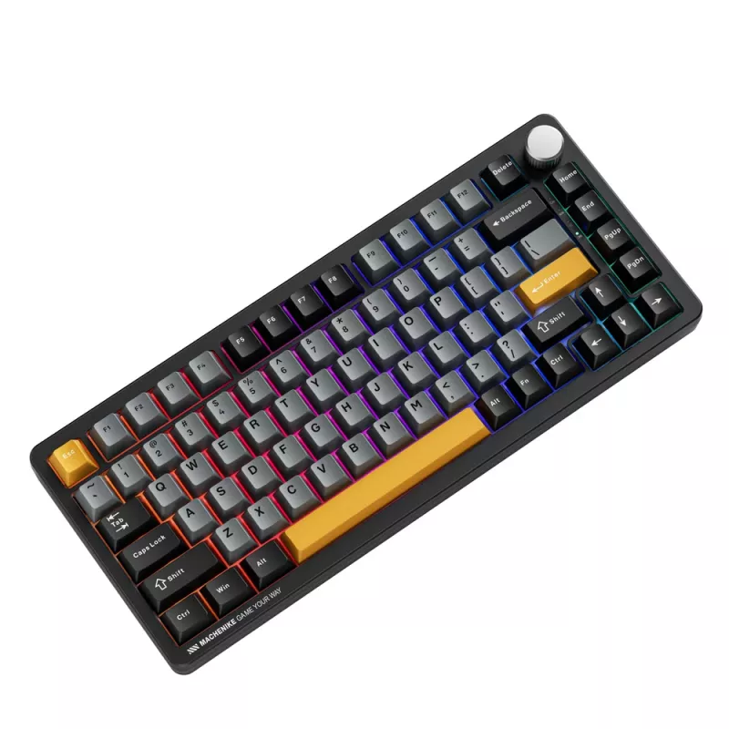 Teclado de gaming mecânico sem fios tri-mode MACHENIKE K600-B82W, 75% 82 teclas, switches Gateron Silver, RGB por tecla, teclas PBT, hot-swappable, preto