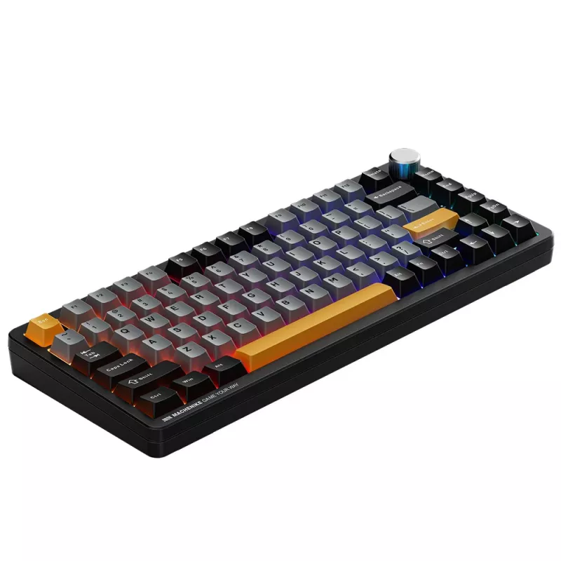 Teclado de gaming mecânico sem fios tri-mode MACHENIKE K600-B82W, 75% 82 teclas, switches Gateron Silver, RGB por tecla, teclas PBT, hot-swappable, preto