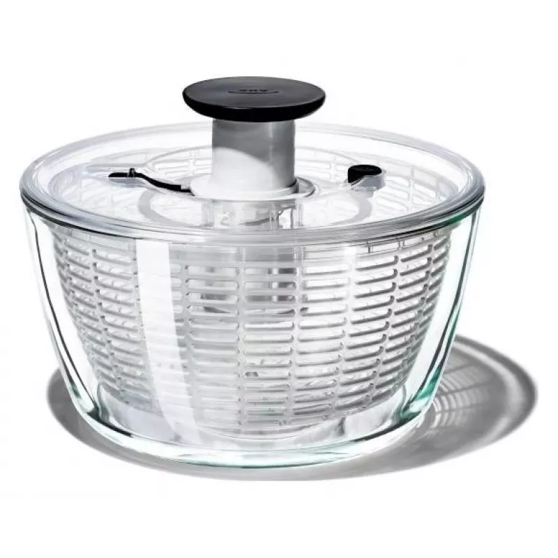 OXO Good Grips 11262700 Centrifugadora de saladas em vidro 2 em 1, transparente