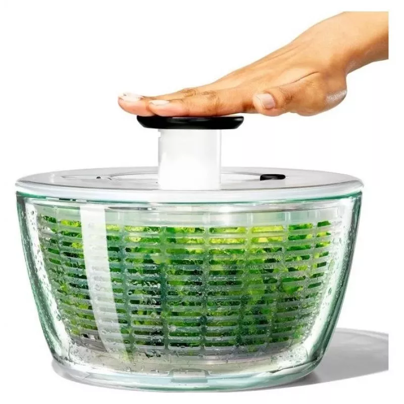 OXO Good Grips 11262700 Centrifugadora de saladas em vidro 2 em 1, transparente