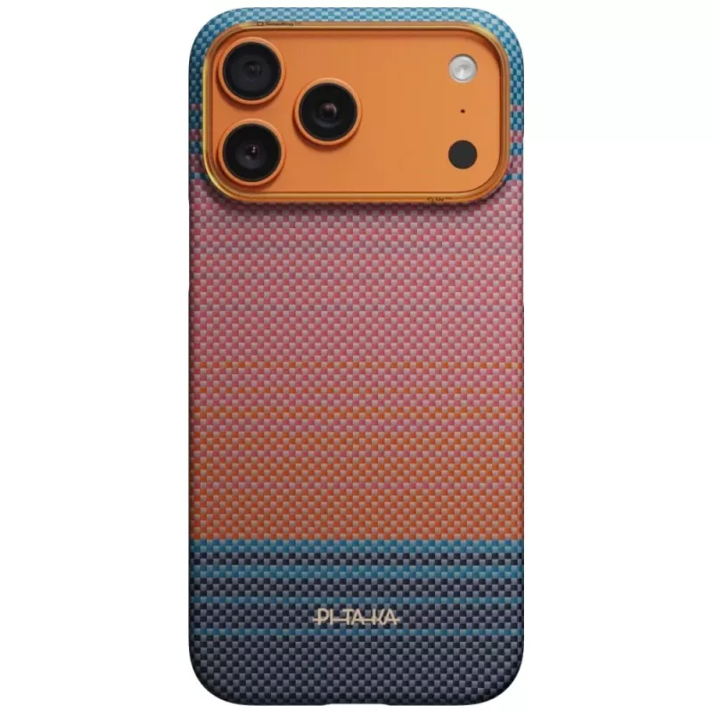 Capa PITAKA Edge California Dream 04 Sunset para iPhone 17 Pro Max – parte traseira ultrafina em fibra de aramida com MagSafe