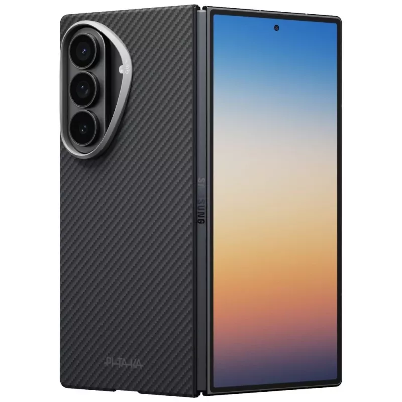 Capa PITAKA Edge para Samsung Galaxy Z Fold 8 Ultra – capa protetora em fibra de aramida, preto/cinzento (Overture Black)
