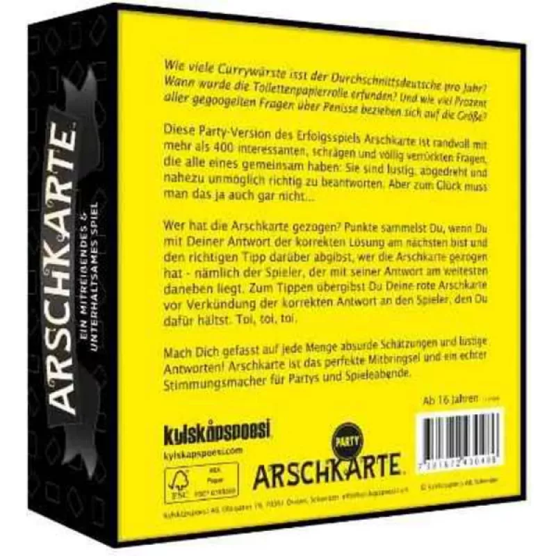 PEGASUS Arschkarte - Quem fica a perder? Jogo de cartas Party Edition