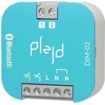 Dimmer sem fios de 2 canais PLEJD DIM-02, 2x100VA, Bluetooth Mesh, calha DIN