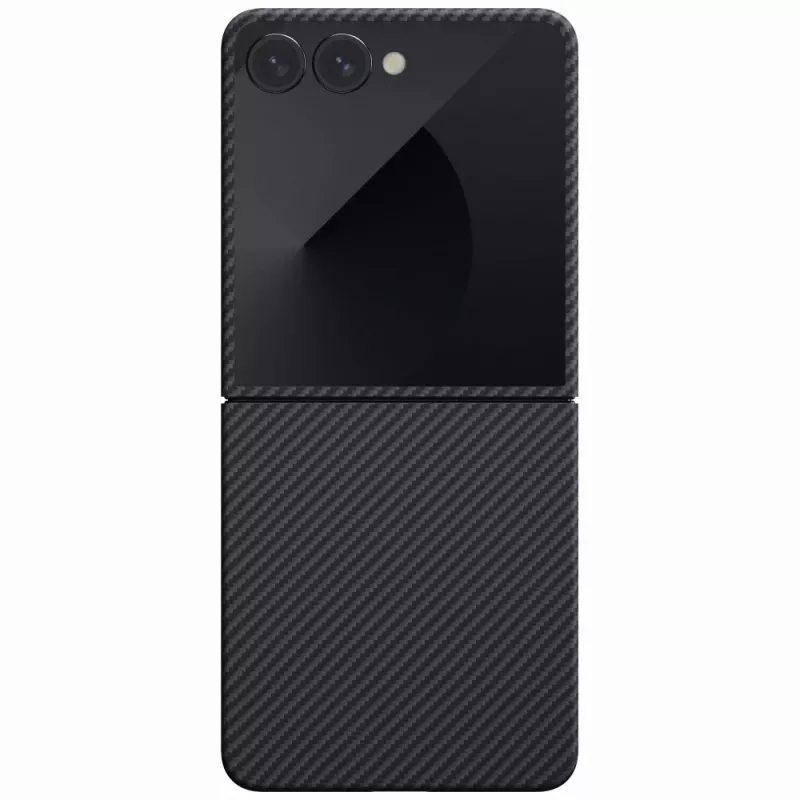 Capa PITAKA Ultra-Slim MagSafe para Samsung Galaxy Z Flip7 - preto/cinzento fibra de aramida