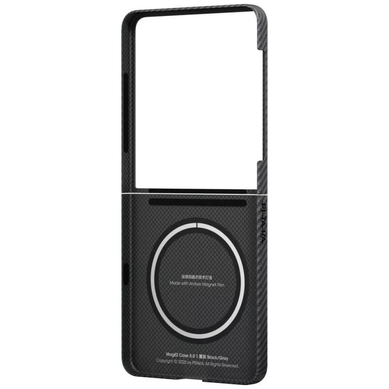 Capa PITAKA Ultra-Slim MagSafe para Samsung Galaxy Z Flip7 - preto/cinzento fibra de aramida