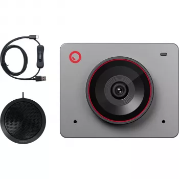 Webcam OBSBOT Meet 2 Combo Space Grey 4K AI com suporte magnético, mini tripé e bolsa