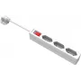 Régua de tomadas VALUE 3 tomadas ficha euro com interruptor, cabo 1,5 m, branco