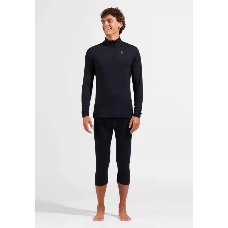Camisola térmica ODLO Merino 200 BL Top Turtle Neck LS Half Zip - preto - tamanho S
