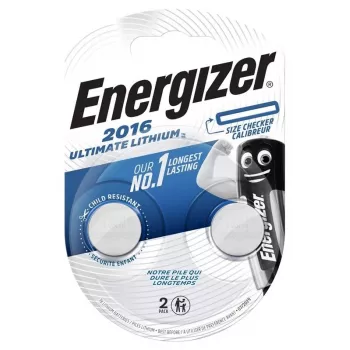 Pilha de botão de lítio Energizer CR2016 3V, pack de 2