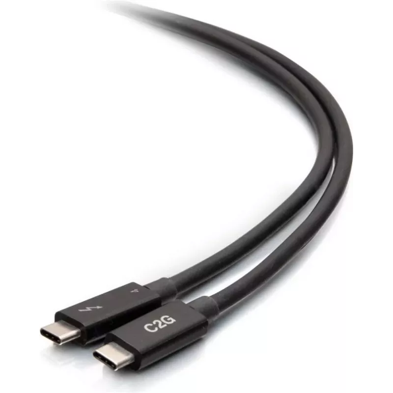 Cabo C2G 2,5 pés Thunderbolt 4 USB-C - 40Gbps, 100W PD, 8K, preto