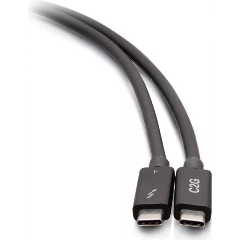 Cabo C2G 2,5 pés Thunderbolt 4 USB-C - 40Gbps, 100W PD, 8K, preto