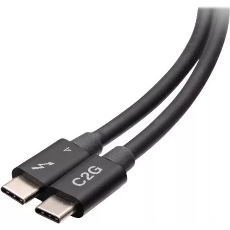 Cabo C2G 2,5 pés Thunderbolt 4 USB-C - 40Gbps, 100W PD, 8K, preto