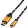 Cabo ROLINE GOLD USB 3.2 Gen 1 USB-A para USB-C, 1m, preto, fichas banhadas a ouro