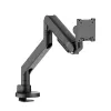 Braço LCD ROLINE Heavy-Duty de secretária para um monitor até 43 polegadas com ajuste de altura por mola a gás, grampo e passagem, VESA 75x75/100x100, preto