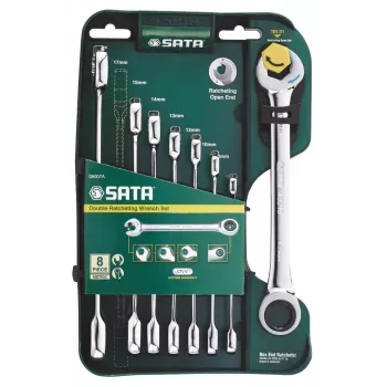 Conjunto de 8 chaves de caixa combinadas com catraca BAHCO ST08007ASJ, 8-19 mm, 72 dentes, cromo-vanádio, com bolsa enrolável
