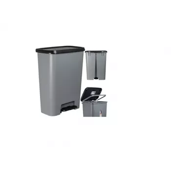 Curver Deco Bin 50L balde do lixo com pedal, corpo cinzento-escuro com tampa e pedal pretos