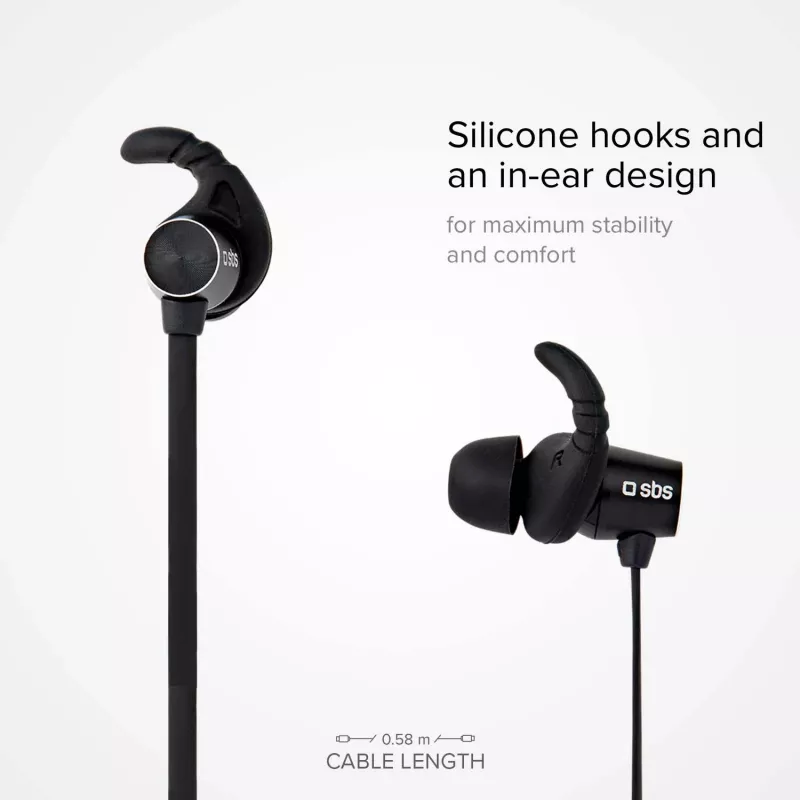 SBS TEEARBT501K Auscultadores Bluetooth in-ear sem fios com microfone, Preto