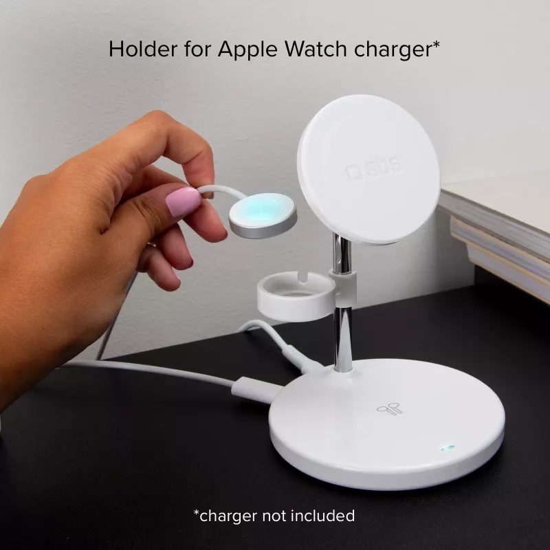 SBS TEWIRMAG3IN1 Estação de carregamento sem fios 3-em-1 com MagSafe para iPhone, Apple Watch e AirPods