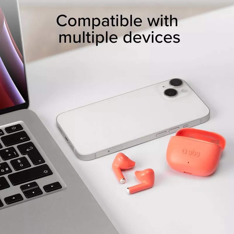 SBS TEEARTWSGOPODSR Auscultadores True Wireless Stereo com estojo de carregamento, Bluetooth 5.0, Touch Control, Vermelho