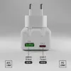 SBS TETRGANUSBTCFOLD20W Carregador de parede GaN USB-C 20W dobrável Branco