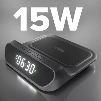 SBS despertador com carregador sem fios de 15 W (TEWIRCLOCK)