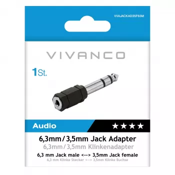 Vivanco VVAJACKAD35F63M Adaptador jack 3,5 mm (fêmea para macho) Estéreo