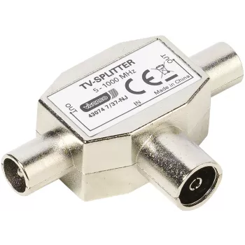Divisor de antena de TV blindado Vivanco de 2 vias, tomada coaxial para 2 fichas (VVANSHILD2M1F)