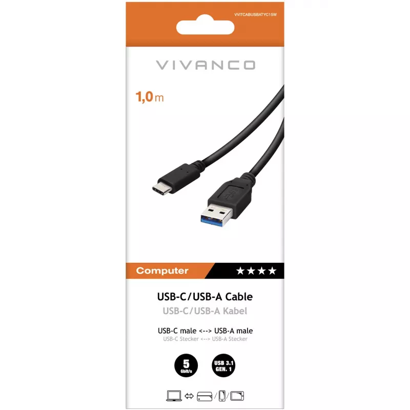 Vivanco cabo de USB-C para USB-A 3.0 de 1 m (VVITCABUSBATYC15W)