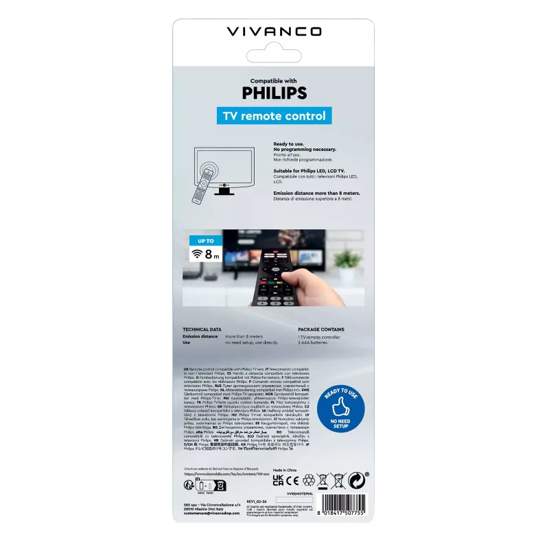 Vivanco VVREMOTEPHIL Comando universal para televisores Philips