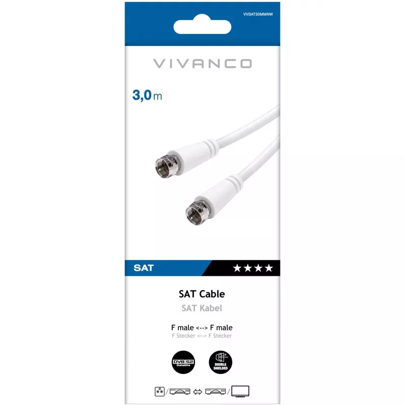 Vivanco cabo SAT F de 3 m, branco (VVSAT30MMNW)