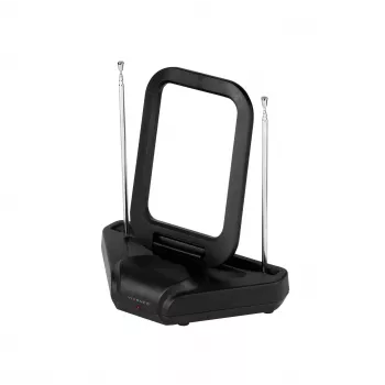 Antena interior Vivanco VVTVANTLCIRCLE DVB-T/T2 ativa com amplificação de 28 dB, preta