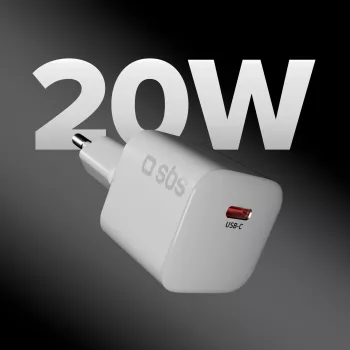 Carregador de parede USB-C PD SBS 20W - branco
