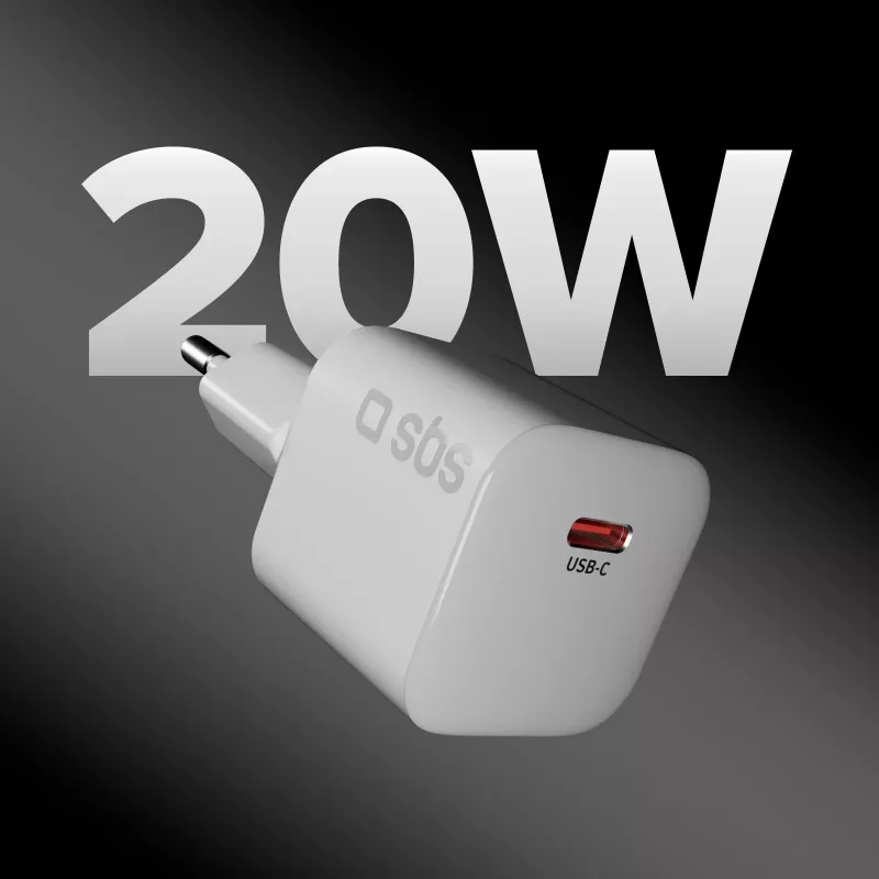 Carregador de parede USB-C PD SBS 20W - branco