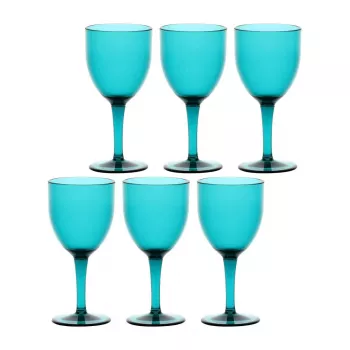 Conjunto de 6 copos de vinho de acrílico ROSE&TULIPANI FIABA 400 ml, turquesa