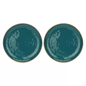 Conjunto de 2 travessas redondas de porcelana ROSE&TULIPANI Concerto Ottanio, 32 cm, azul-esverdeado, adequadas para máquina de lavar louça e micro-ondas