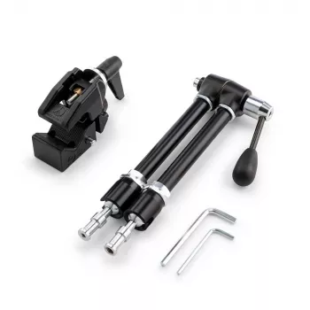 Braço mágico articulado Manfrotto 143R com suporte para câmara, capacidade de carga 3 kg, alumínio, preto