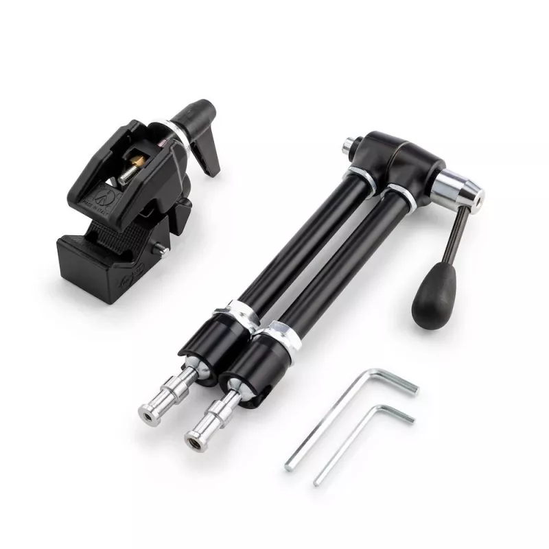 Braço mágico articulado Manfrotto 143R com suporte para câmara, capacidade de carga 3 kg, alumínio, preto