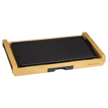 Melchioni Bamboo Grill grelhador elétrico de mesa 1800 W castanho 37x27 cm placa removível antiaderente