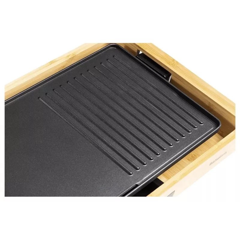 Melchioni Bamboo Grill grelhador elétrico de mesa 1800 W castanho 37x27 cm placa removível antiaderente