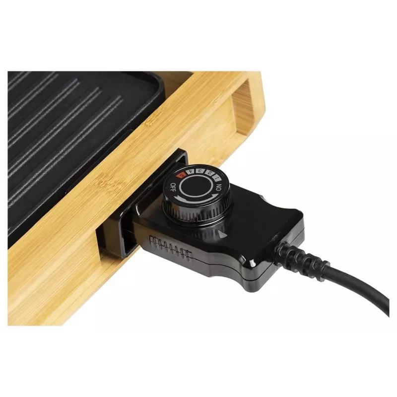 Melchioni Bamboo Grill grelhador elétrico de mesa 1800 W castanho 37x27 cm placa removível antiaderente