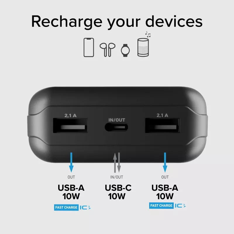 SBS Power Bank solar 20000 mAh Fast Charge Preto