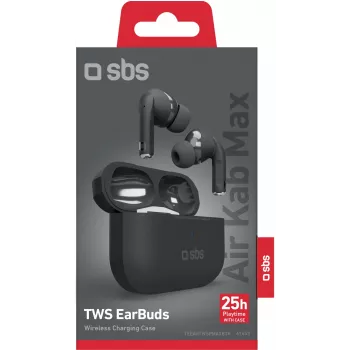 Auriculares TWS SBS Air Kab Max com estojo de carregamento sem fios, preto (TEEARTWSPMAXBTK)