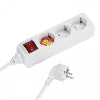Vivanco VVELSTR3SCHSWWP Régua de tomadas Schuko 3 tomadas com interruptor, cabo de 1,5 m, Branco