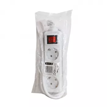 Vivanco VVELSTR3SCHSWWP Régua de tomadas Schuko 3 tomadas com interruptor, cabo de 1,5 m, Branco