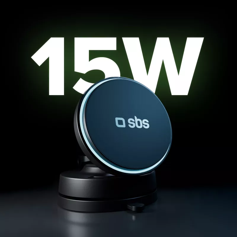 Suporte de automóvel SBS 360° MagSafe com carregamento sem fios 15W preto