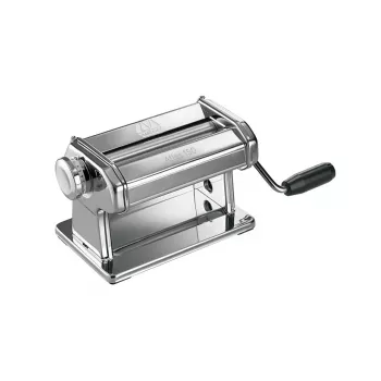 Máquina de massa manual Marcato Atlas 150 Roller Premium, aço cromado, rolos de 150 mm, 10 níveis de espessura, prateada